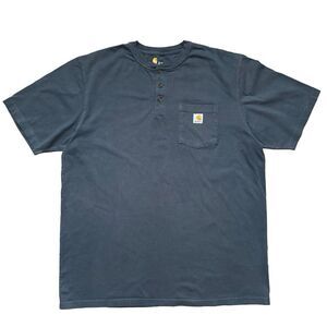 Carhartt Men's Short Sleeve Front Pocket Shirt Size XL Tall Original Fit Navy